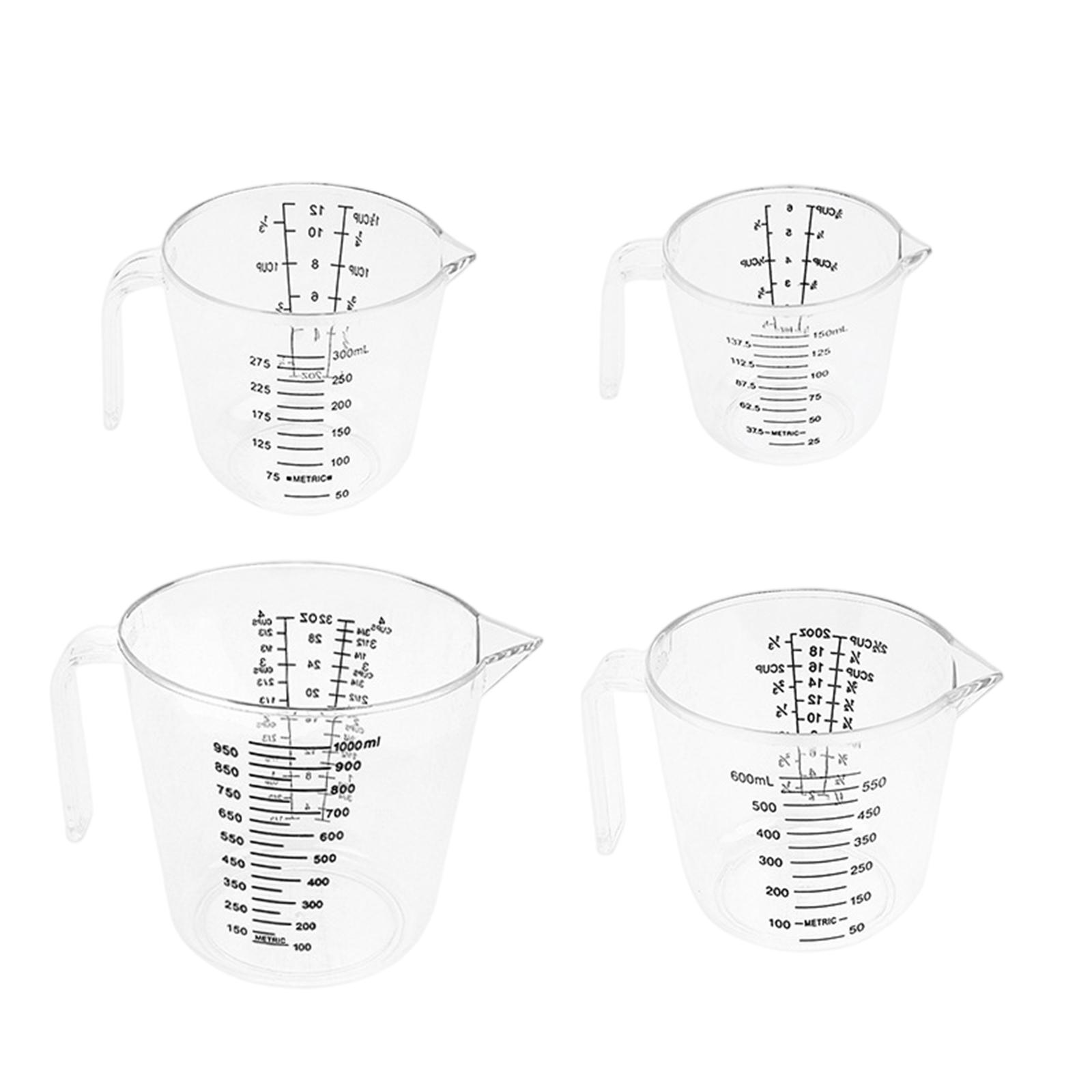 4Pcs Measuring Cups Coffee Durable Reusable Scales Beaker Transparent with Handle Measure Jugs Container for Kitchen Fittings