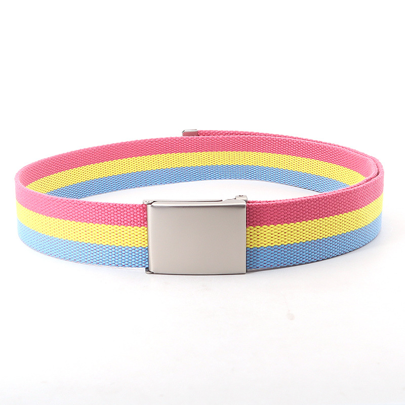 3.8X120cm Simple Design Stripe Rainbow Style Male and Female Students Youth Casual Canvas Jeans Women Belt Clothing Accessories