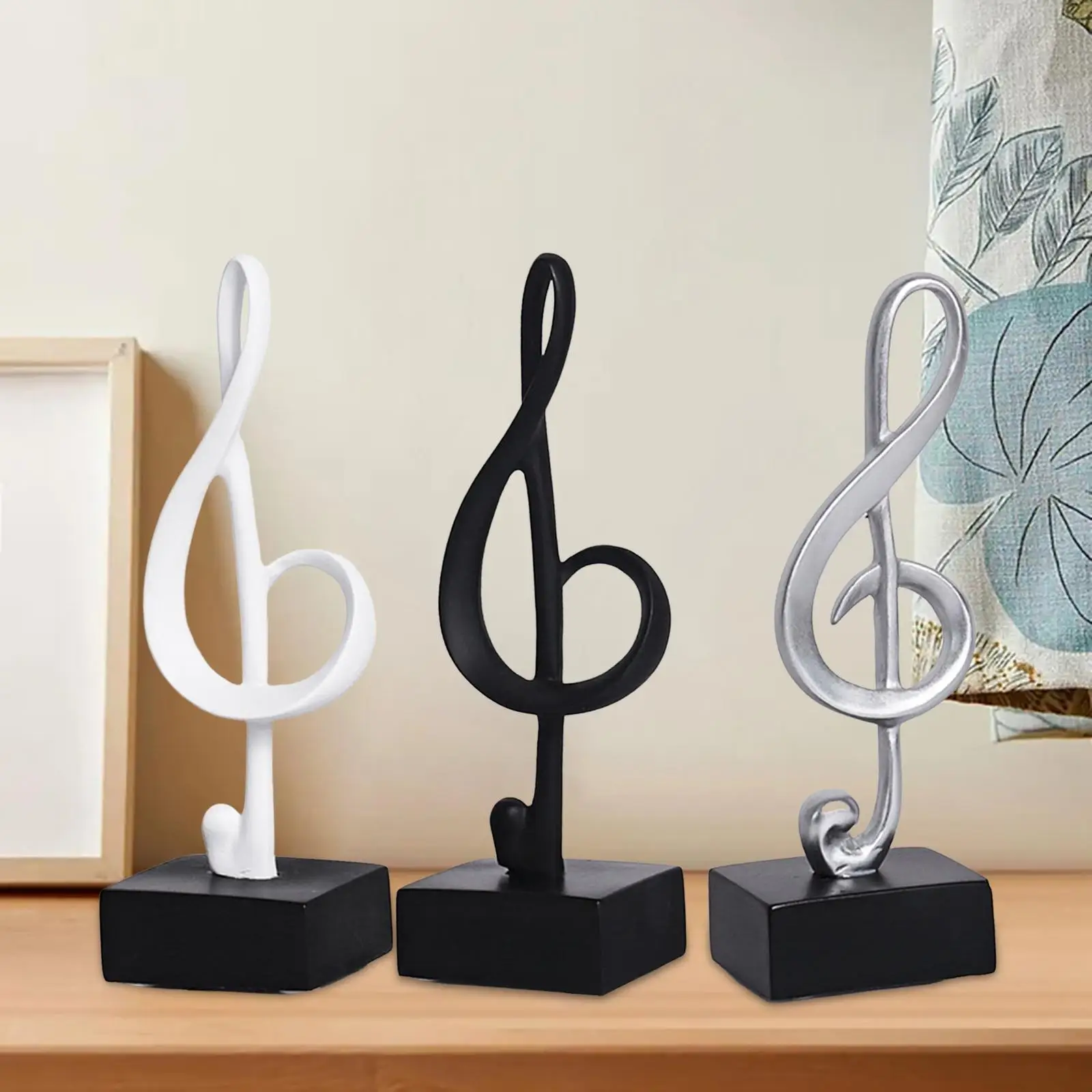 Creative Music Note Figurine Statue Sculpture Craft Artwork Decorative for Table Centerpieces Collectible Bookshelf Office Decor