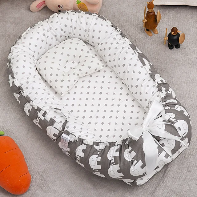 Cama nido de bebé con almohada para recién nacido, cuna portátil de viaje,  cuna de algodón, parachoques, 85x50cm Fivean unisex