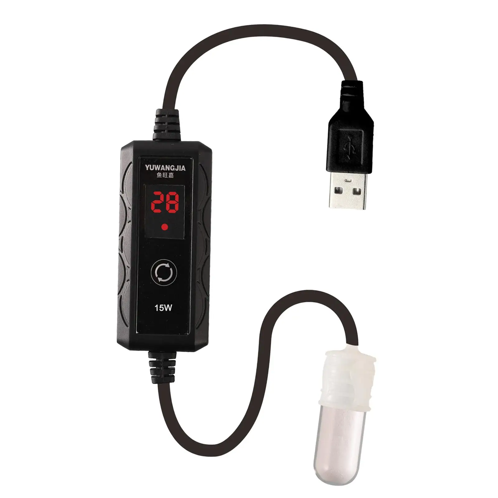 USB Small Fish Tank Heater Constant Temperature for 1 Gallon LED Display