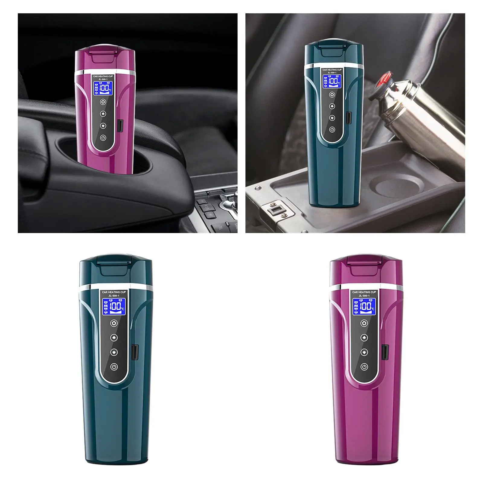 Car Kettle 12V/24V Fast Boiling Durable Car Travel Kettle Digital Display Touch Control Easy Cleaning Portable Car Heating Cup