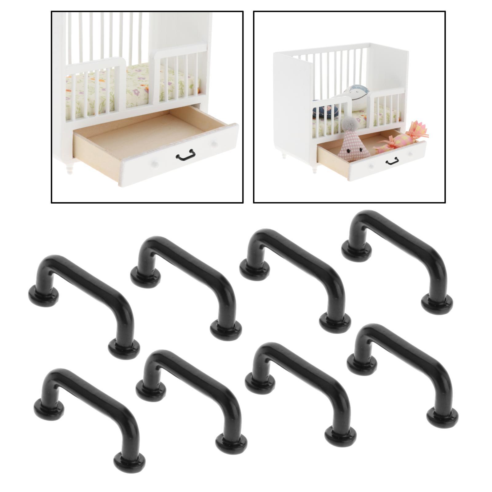 2x 1:12 Mini Pulls Dollhouse Arch Shape for Gate Closet Small 8Pcs Black