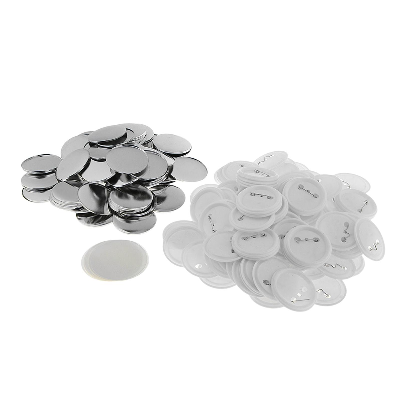 Blank Button Making Supplies Round Pin Button Badge Parts for Button Maker Machine Presents with Metal Cover, Base, Film