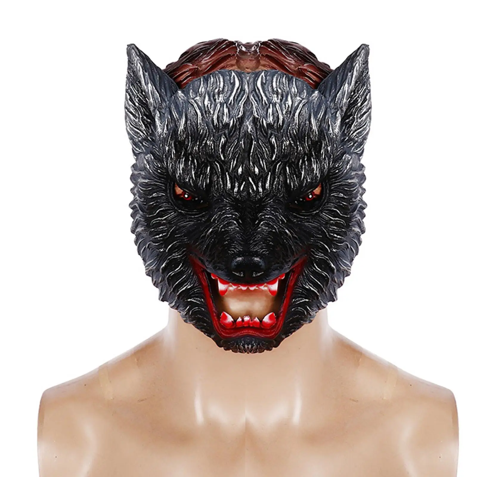 Halloween Wolf Mask Cosplay Costume Masquerade Head Mask Werewolf Half Face for Photo Props Theatrical Stage Women Men