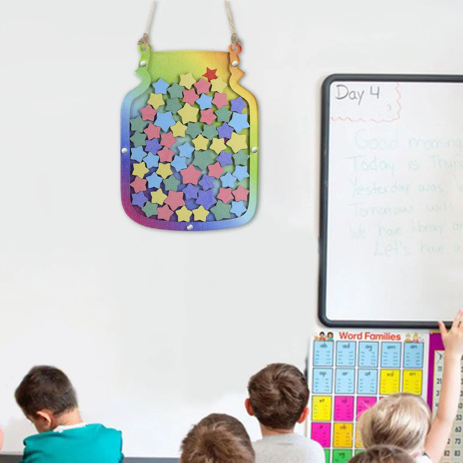 Wooden Reward Jars Classroom Star Chart for Preschool Children Holiday Gifts