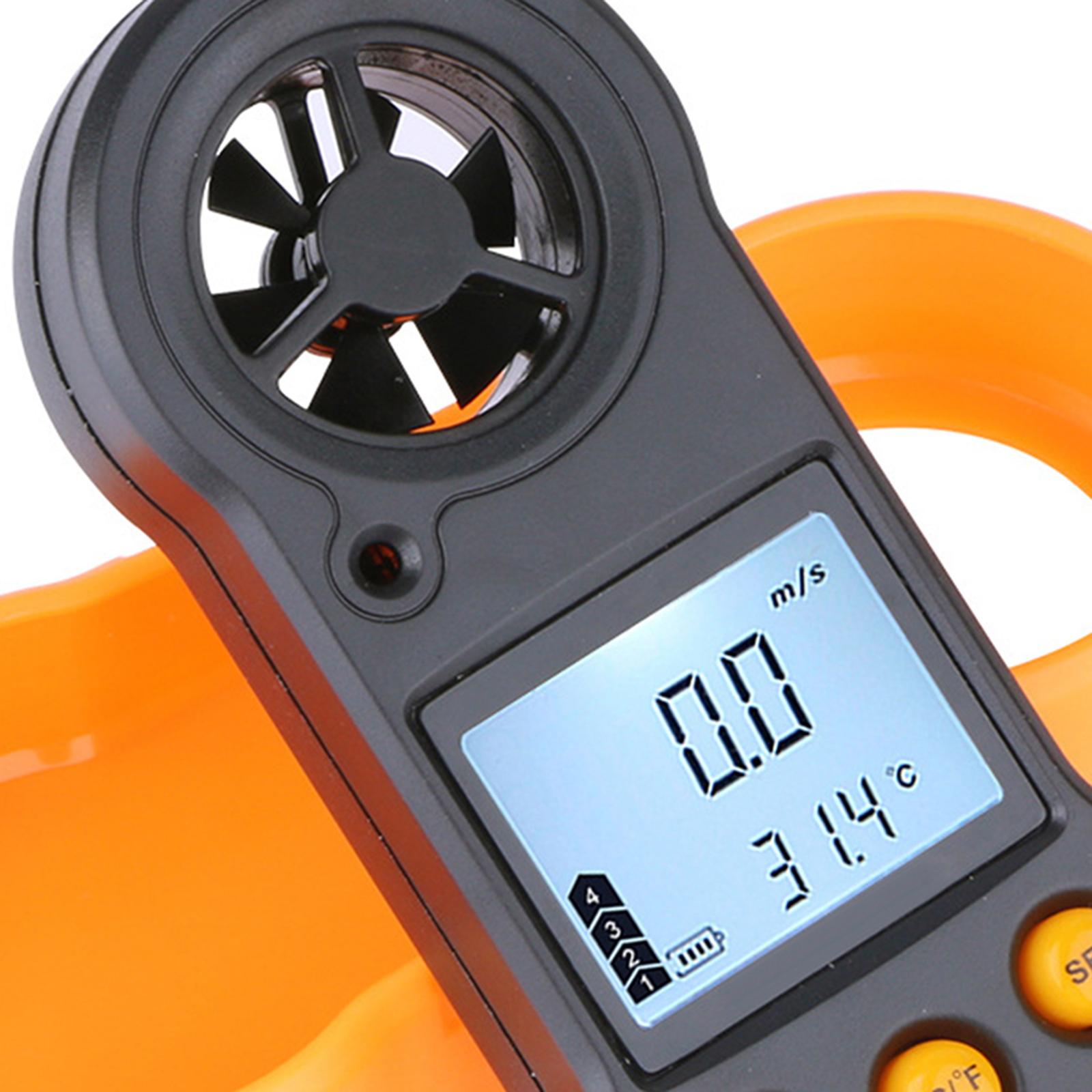 Wind Thermometer Gauge LCD Backlight Handhled Anemometer Portable Wind Gauge Wind and Temperature Meter for Surfing