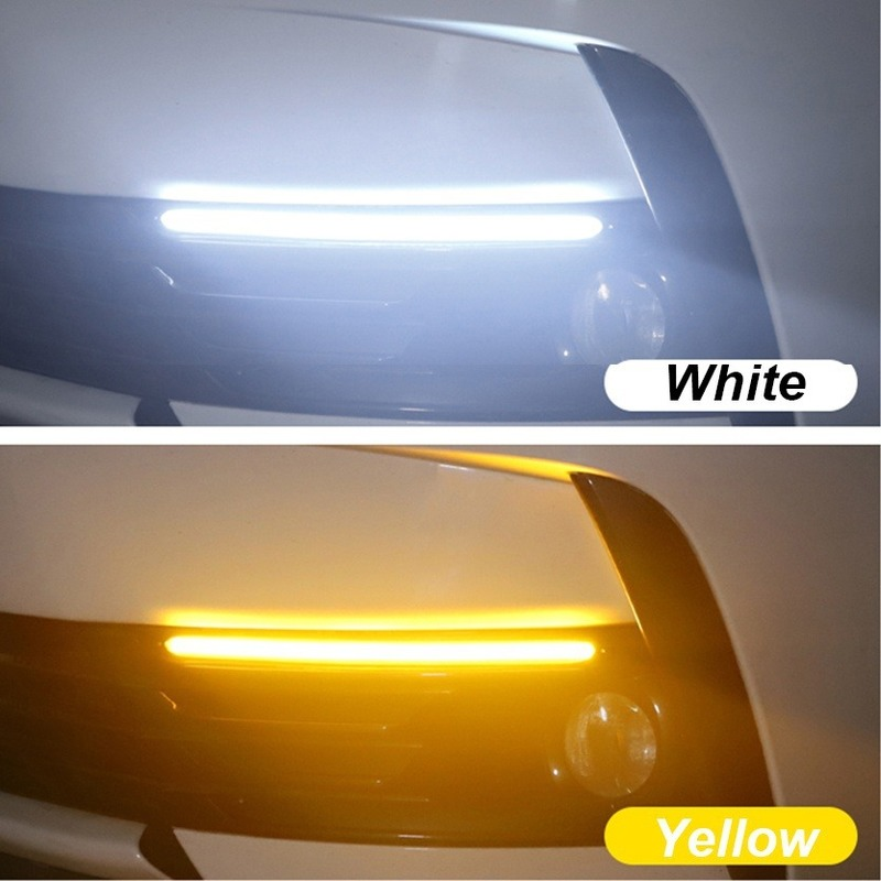 2Pcs/set Universal Car DRL LED Daytime Running Lights Waterproof Headlight Strip White/RGB Sequential Flow Turn Signal Light