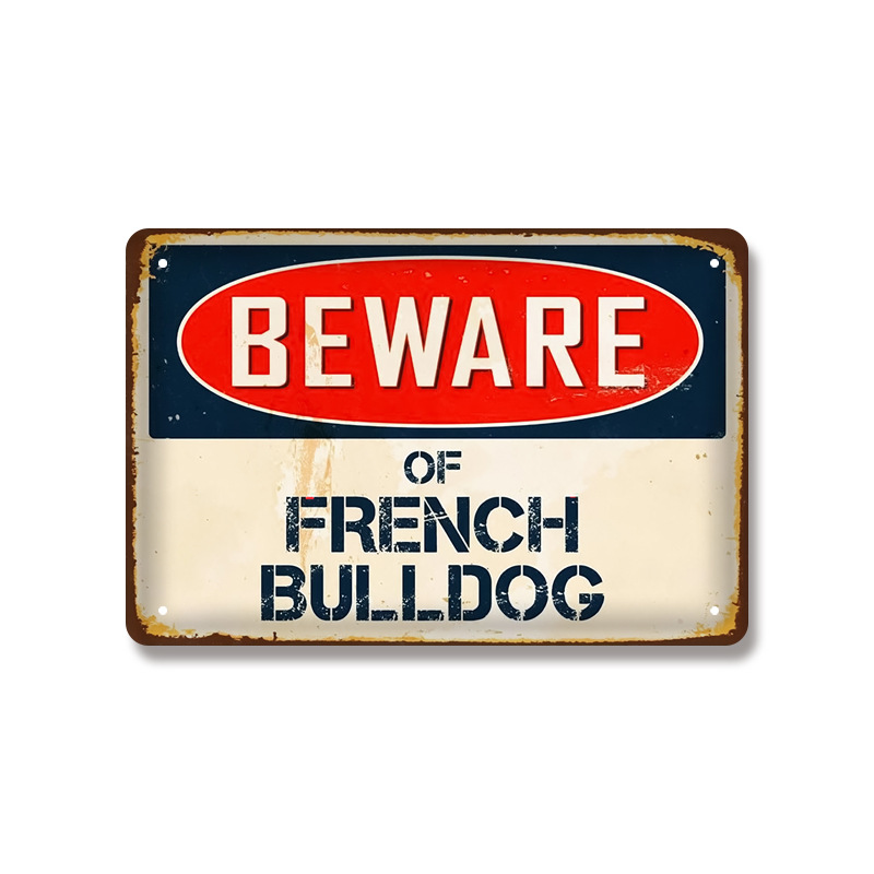 Title 4, Vintage Beware Warning Metal Tin Sign Poster fo...