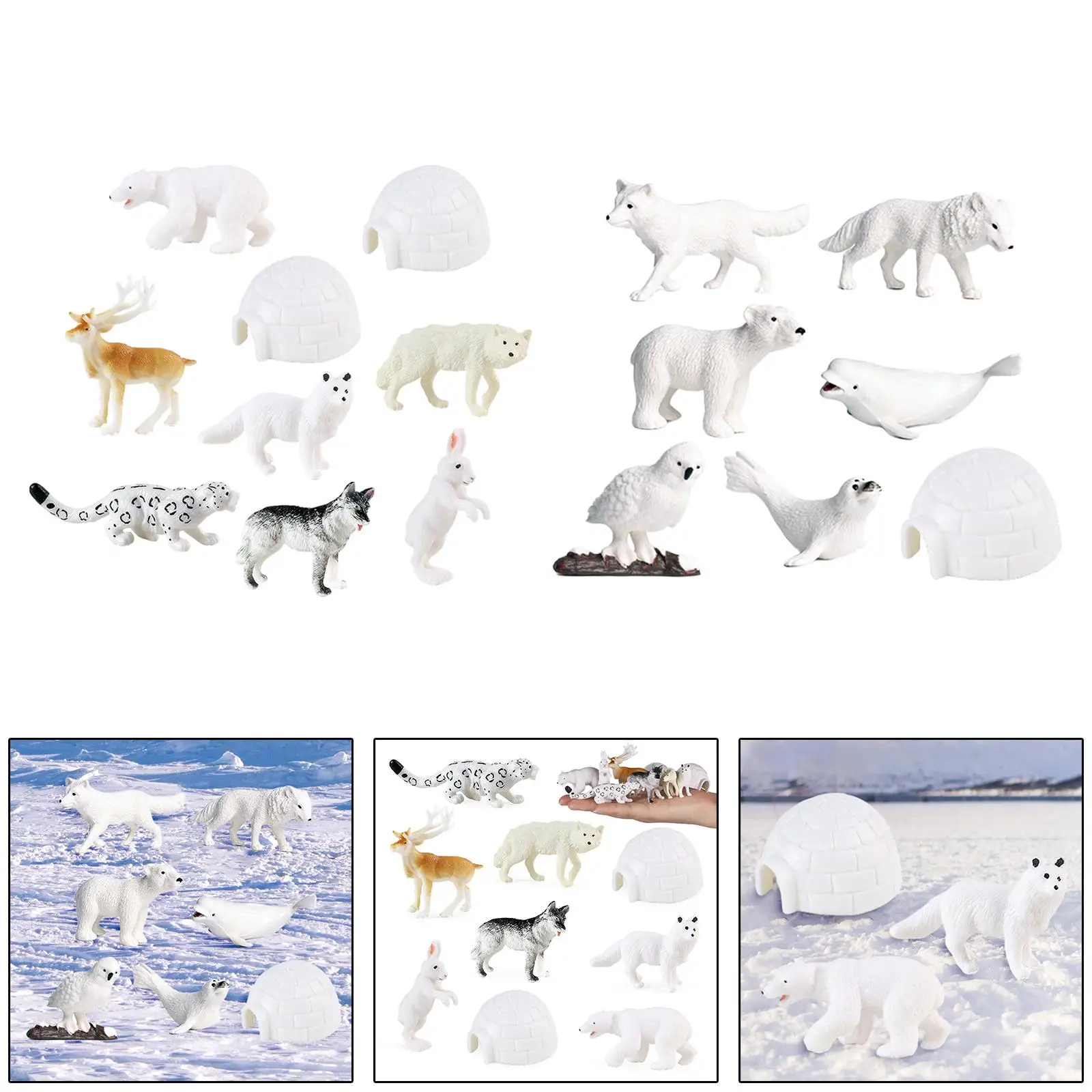 Realistic Arctic Animal Model Miniature Statues Small Plastic Playset Toys for