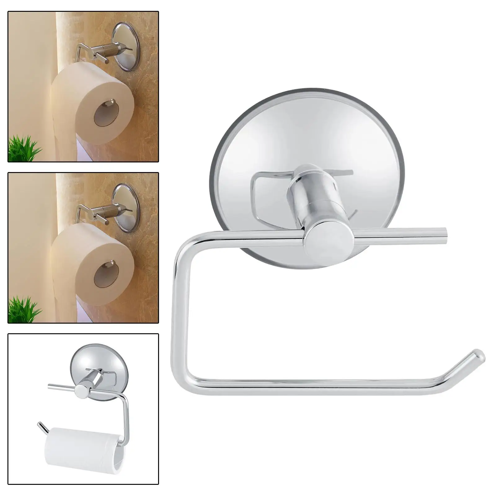 Adhesive Bathroom Tissue Roll Hanger Removable Bracket Wall Mount Suction Cup Paper Holder for Balcony Hotel Bedroom Kitchen