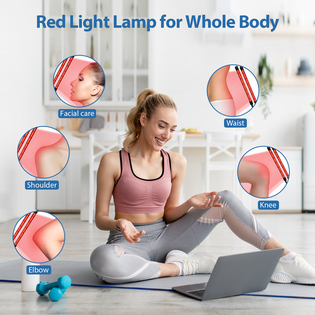 Dispositivo de Terapia de Luz Roja, Terapia de Luz Infrarroja con Soporte,  Terapia de Luz Roja Profunda de 660nm 850nm, Luz Led Infrarroja de 4  Cabezas, para el Alivio del Dolor 