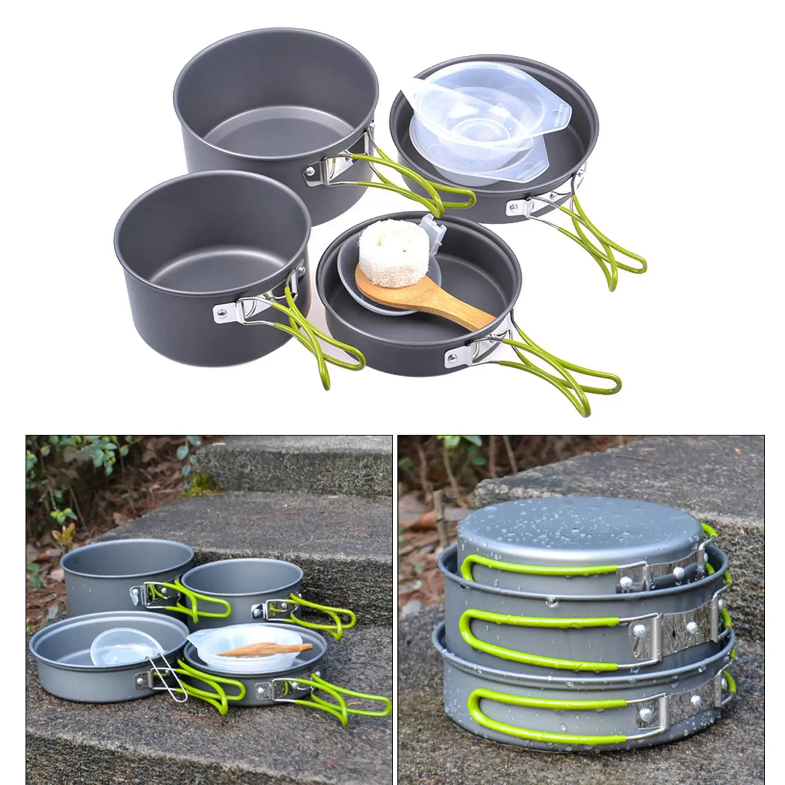 11in1 Portable Outdoor Camping Cookware Kit Hiking Lightweight Aluminium Cooking Spoon Set Backpacking Gear