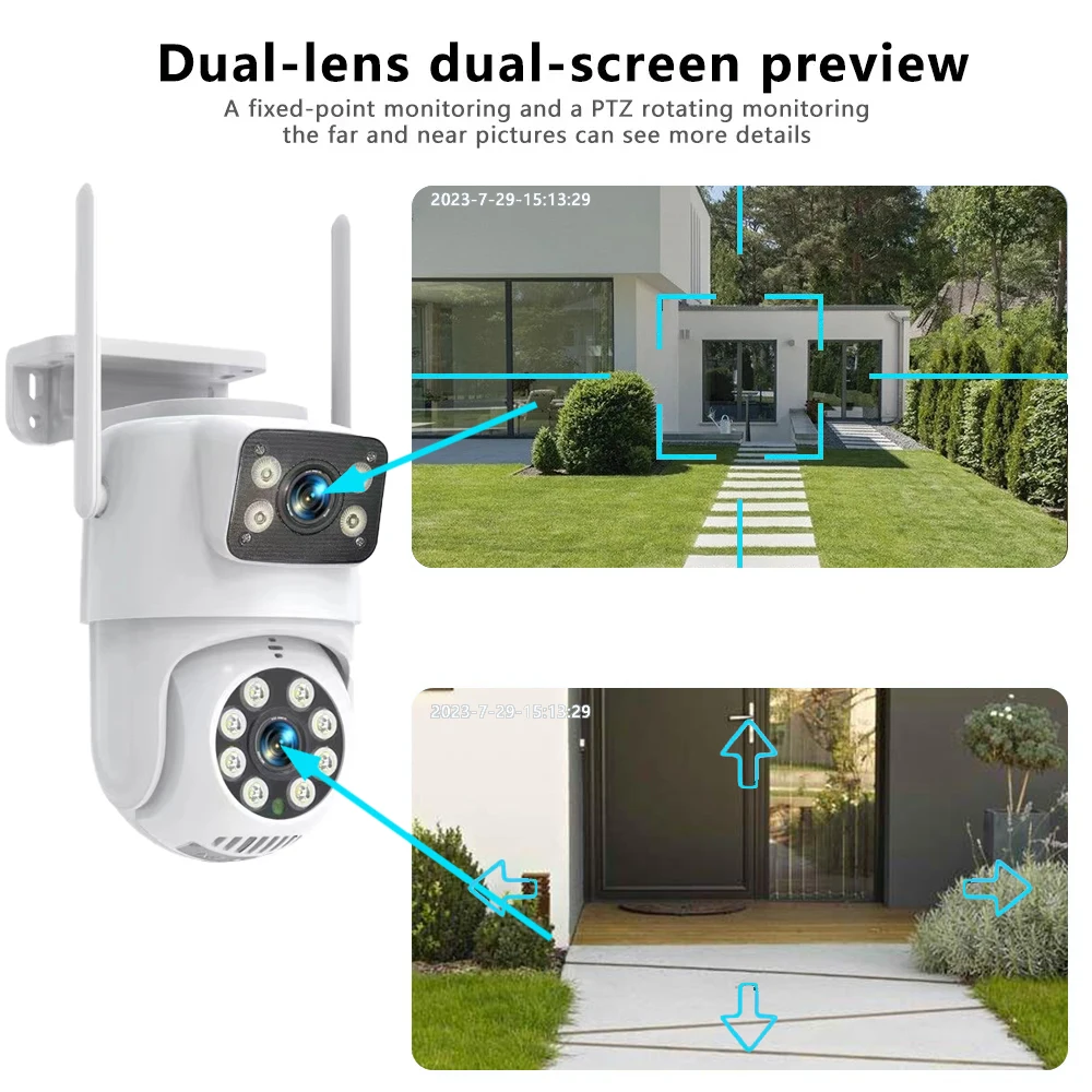 Nombre 3, 4K 8MP Dual Objektiv PTZ WIFI Kamera Dual Screen Ai Menschliches Auto Tracking Outdoor 4MP Sicherheit Video Überwachung Kamera tuya