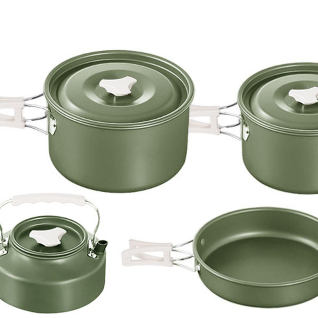 Camping Cookware Set Stainless Steel, 4-piece Camping Pot Pan Set