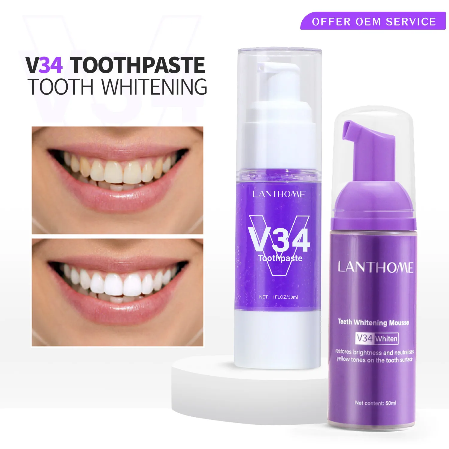 Best of V34 Toothpaste Teeth Mousse 50ml Care Reduces Yellowing Stains Color Correction Whitening Incremental Oral Cleaning Fresh Breath Reviews & Tips