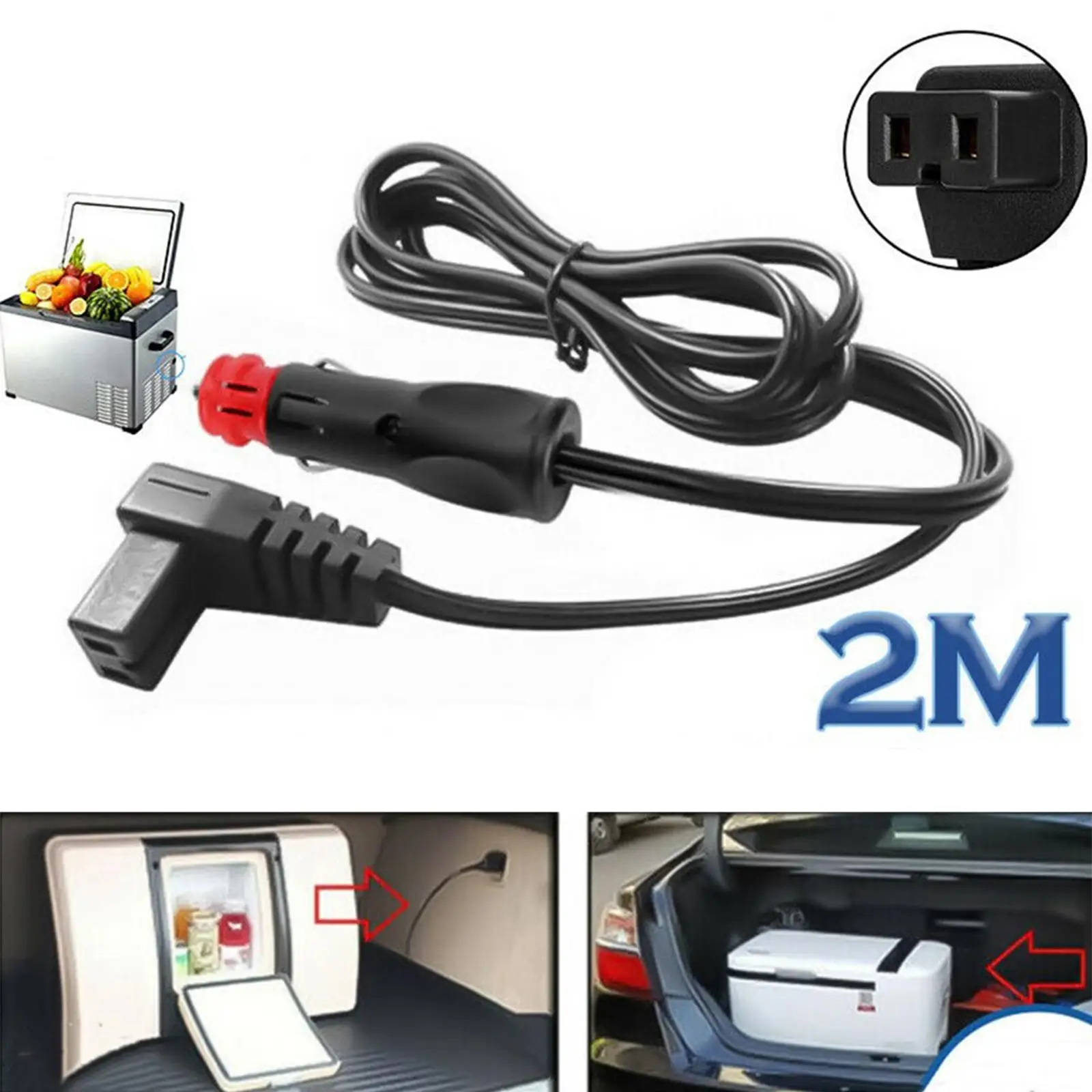 Car Fridge Thermoelectric Charger 2M Extension Power Cable Cigarette Lighter