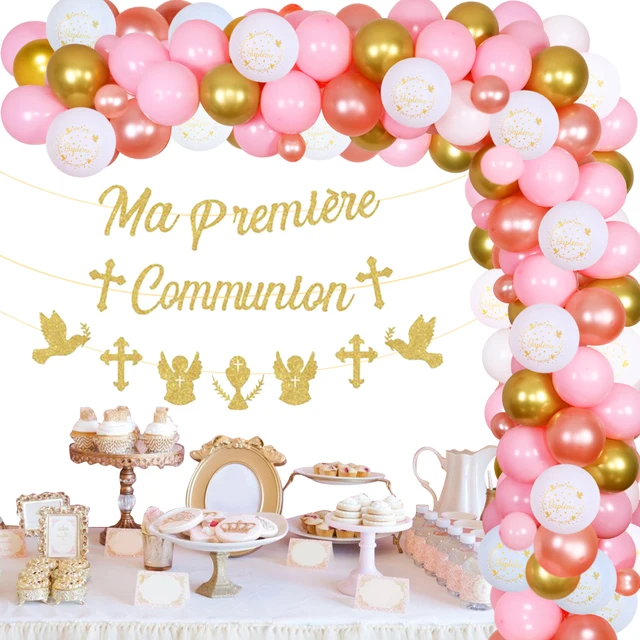 First Communion Party Ideas: Pink, White, & Gold Decorations - Hello  Central Avenue