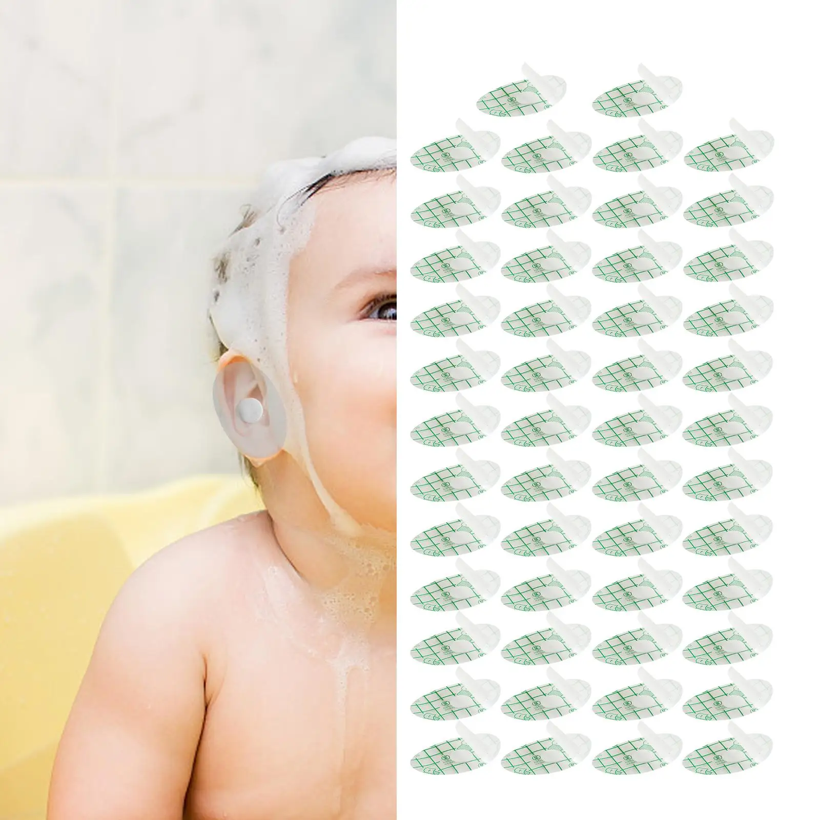 50x Waterproof Baby Ear Stickers Transparent Adhesive Ears Protector Covers for Swimming Hairdressing Showering Surfing Infants