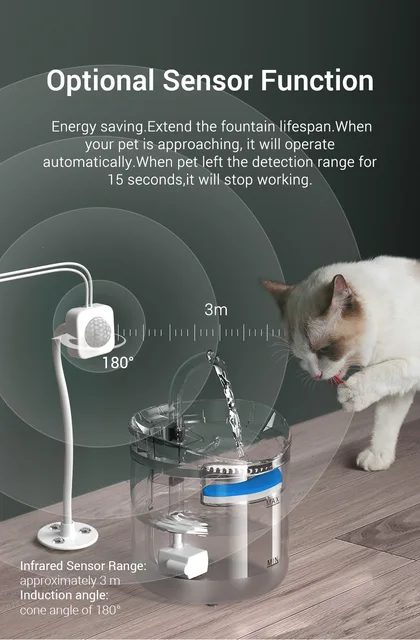 TOUA-fuente de agua Universal con Sensor de movimiento para gatos,  accesorio con PIR para bebedero de mascotas, silencioso, ahorra energía,  productos para mascotas - AliExpress