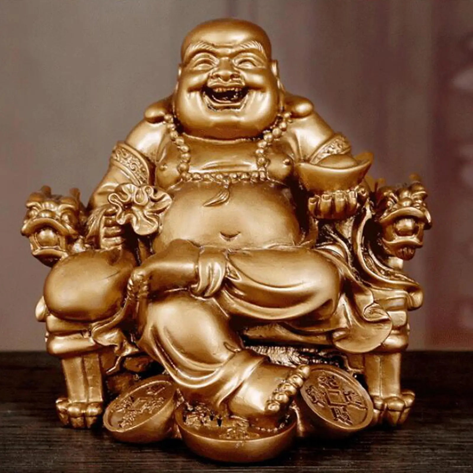 Resin Buddha Statues Sculpture Figurine Fengshui Good Luck for Shelf Tea Room Collectible Decoration Ornament