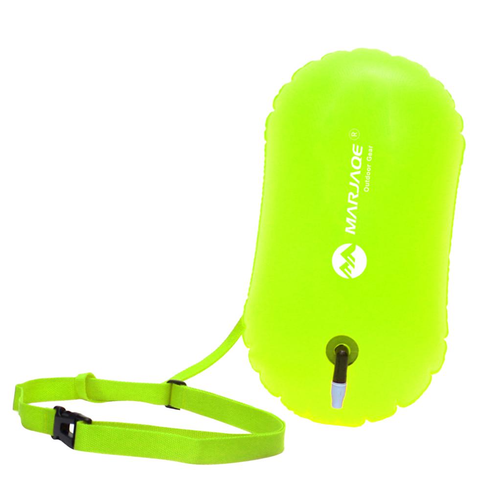 High Visibility Fluo Yellow Swim Bubble Swimming Tow Float Safety Buoy For Open Water Swimmers/Kayakers/Snorkelers/Triathletes