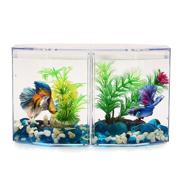 Acrylic Guppy Fish Tank Two Splits Aquarium Betta Fish Bowl Transparent  Aquarium Hatchery Breeding Isolation Box