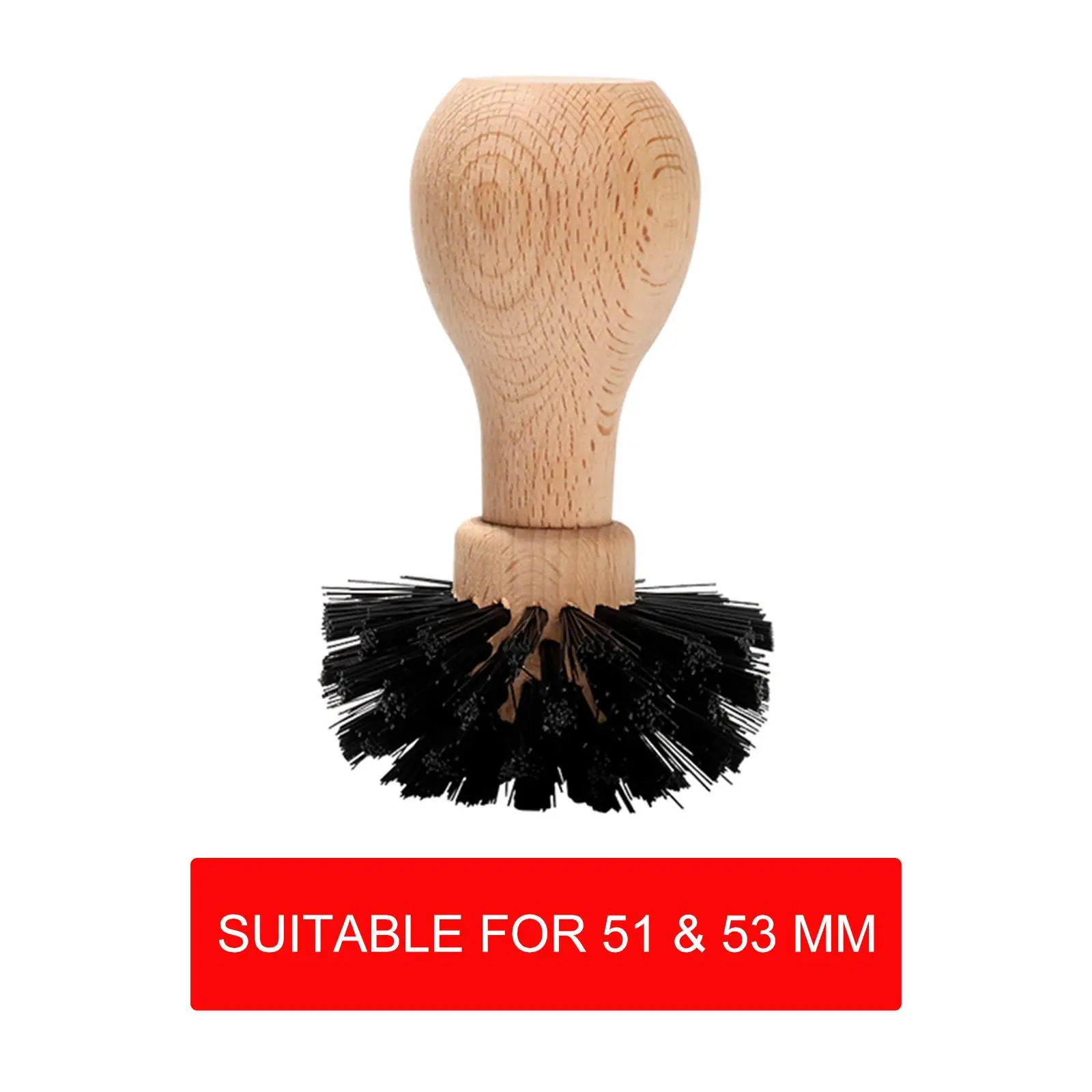 Espresso Tamper Cleaning Brush with Wooden Handle for 51mm 53mm Basket Home