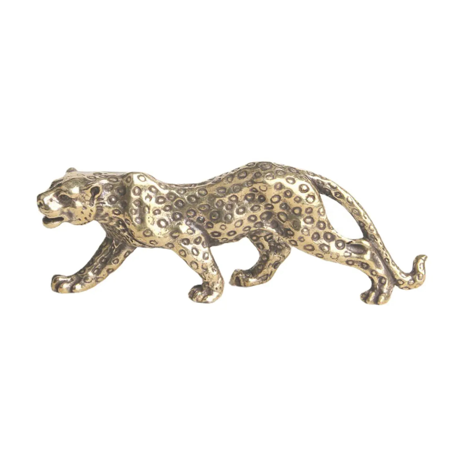 Vintage Leopard Statue Panther Figurine Brass Exquisite Statuette Animal Sculpture for Home Office Outdoor Bookshelf Decoration