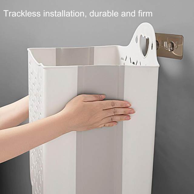 1pc Foldable Wall Mounted Laundry Basket With Hollow Out Design, Bathroom  Gap Storage Hamper