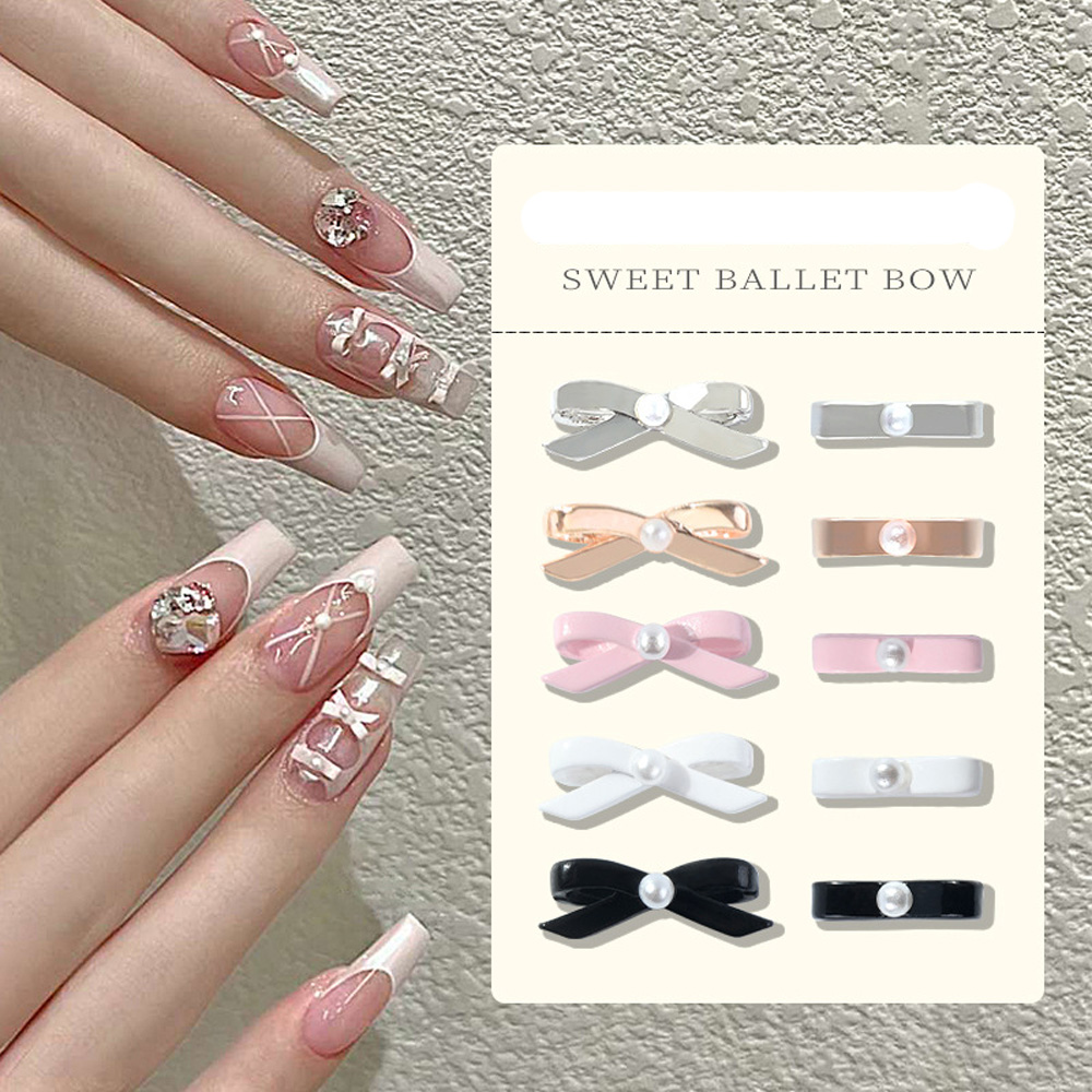 Best of 10pcs Pink Ballet Ribbon Nail Charm 3D Pearl Ballerina Girl Alloy Bows Ribbon Nail Decor Parts DIY French Fashion Nail Art Parts Reviews & Tips