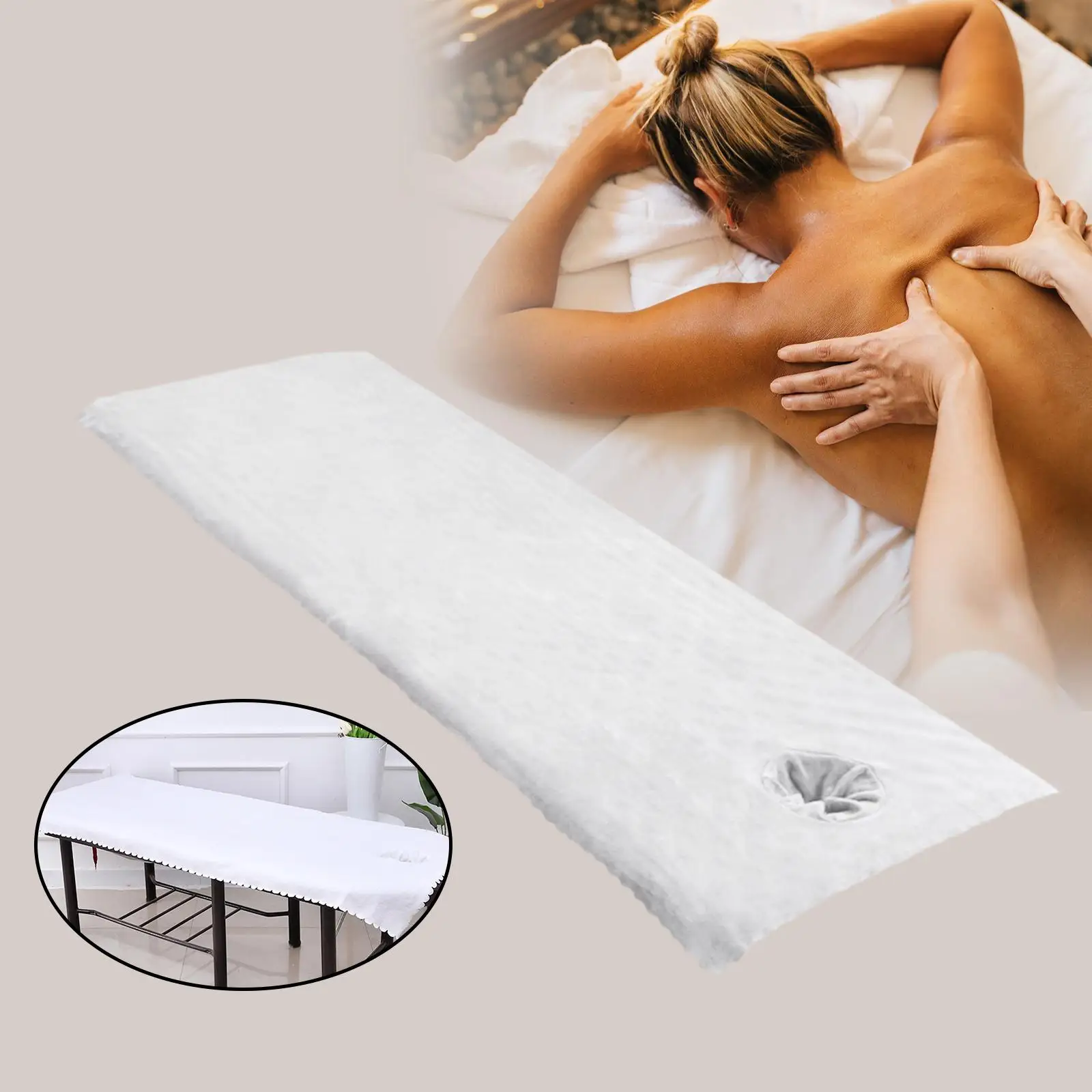 Massage Table Sheet Covers with Face Hole Soft Washable Polyester