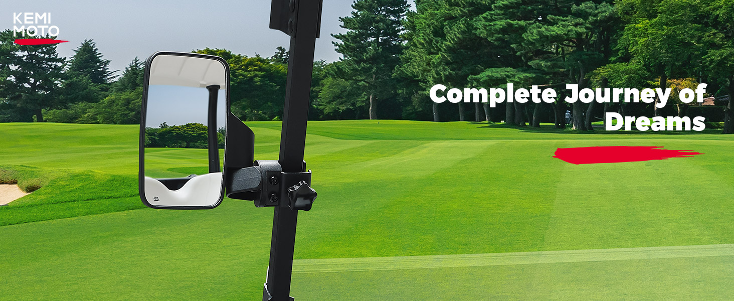Description Picture 2 of itemKEMIMOTO Golf Cart Rear View Side Mirror Compatible with EZGO, Club Car, Drive2, Icon with 1-1.25" Square Tube