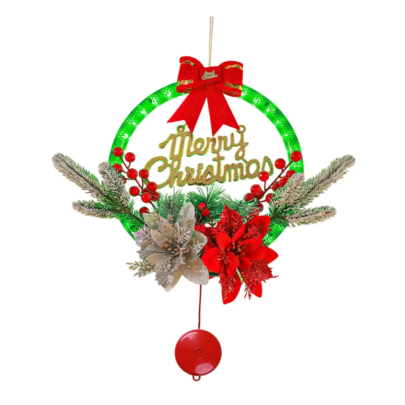 Light up Christmas Wreath Artificial Wreath Christmas Sign Wreath with Lights for Indoor Outdoor Window Porch Wall Decoration