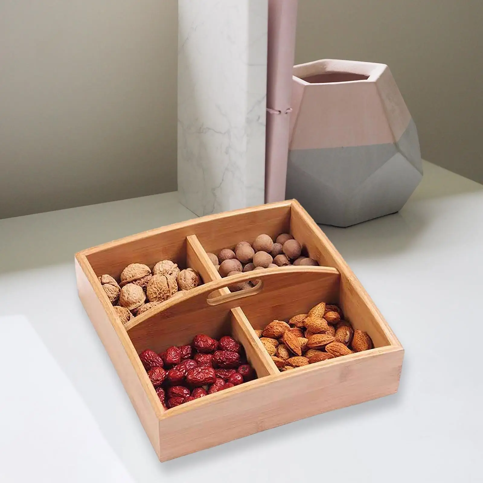 Dried Fruit Box, Serving Platter 4 Compartment Sectional Serving Tray for Dessert