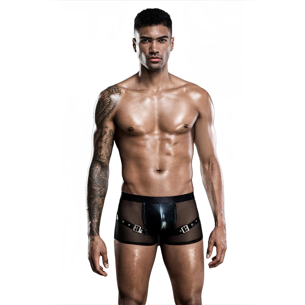 Мужские боксеры черные прозрачные сексуальные трусики для геев прозрачные  стринги кожаные фетиш бдсм одежда для стриптиза | AliExpress