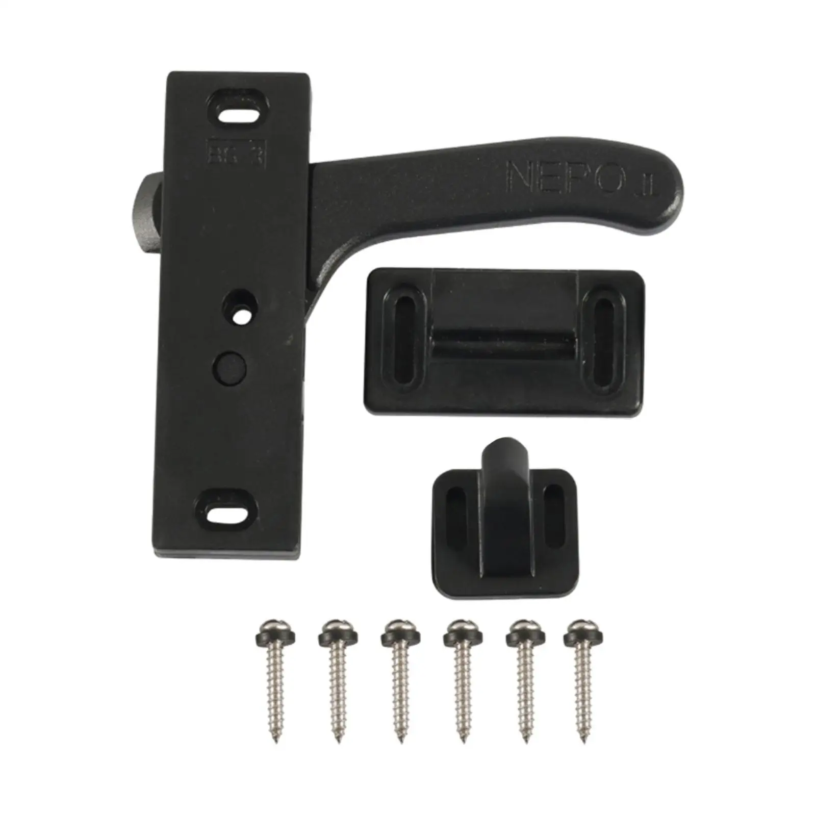 Black RV Screen Door Latch Accessory Replaces Assembly Mounting Hardware Right Hand Handle Kit for Travel Trailer Motorhome