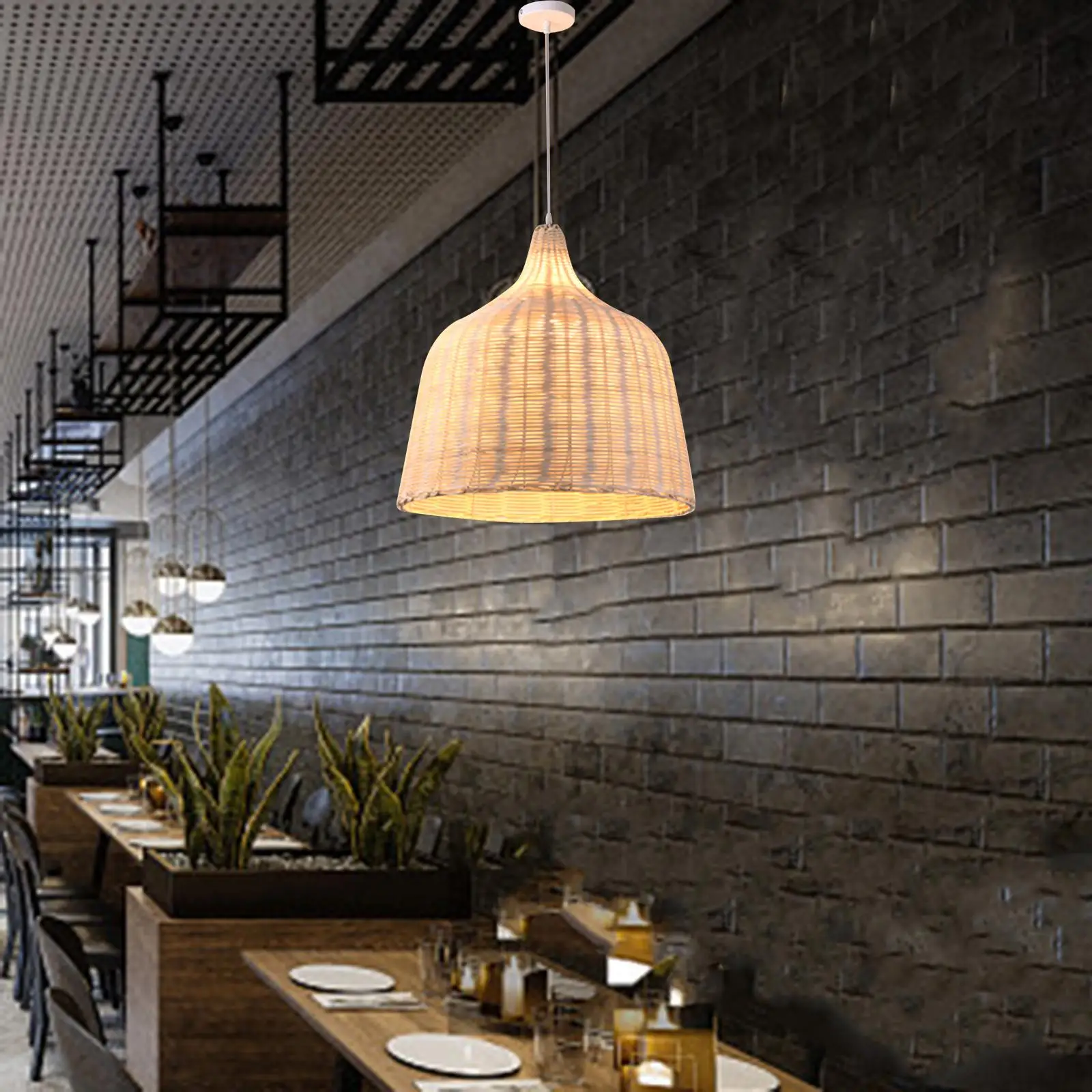 Creative Woven Pendant Lamp Shade Lighting Fixture Weaving Chandelier Rustic Light Shade for Kitchen Porch Restaurant Decor