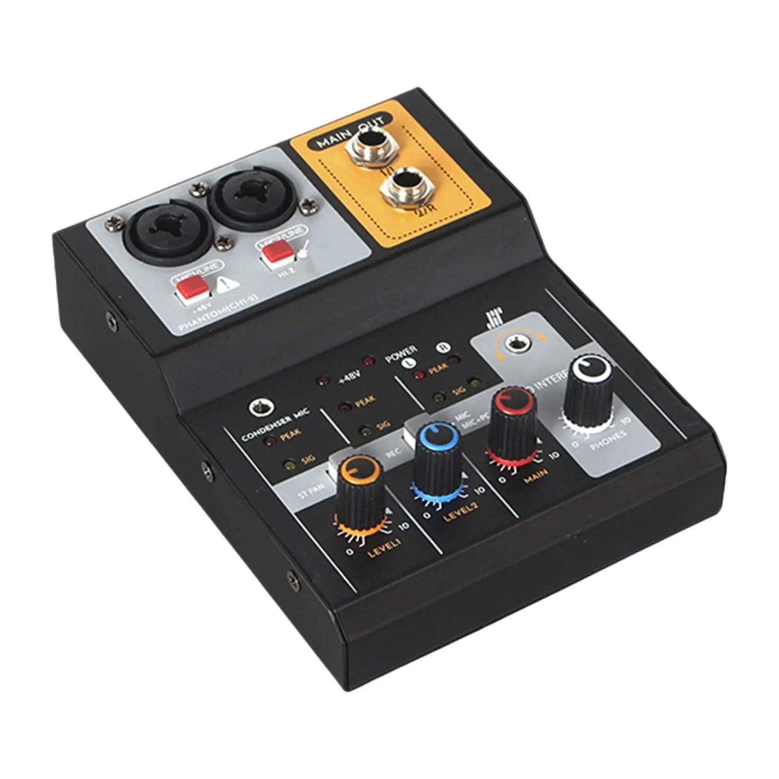 Mini Sound Board Console with 16 Bit 48KHz Audio Resolution USB 48V Audio Mixer for Studio Show Recording Podcasting Live