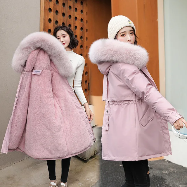 Winter Coat for Women Thick Coat with Hood Mid-length Thickened