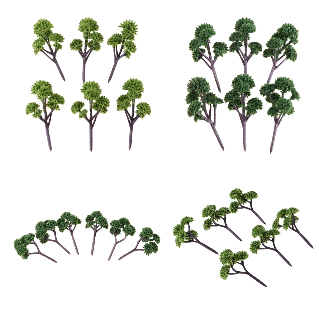 6Pcs Plastic Tree Model Train Railroad Layout Scene for DIY Wargame Diorama