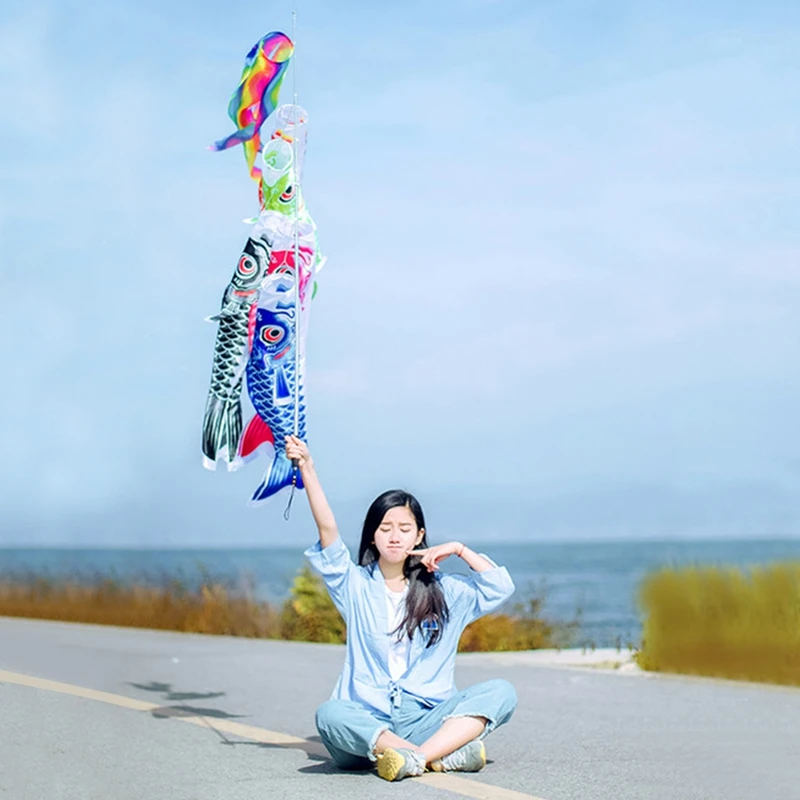 50cm-150cm Rainbow Japanese Windsock Carp Flag KoiNobori Streamer Hanging Decor 