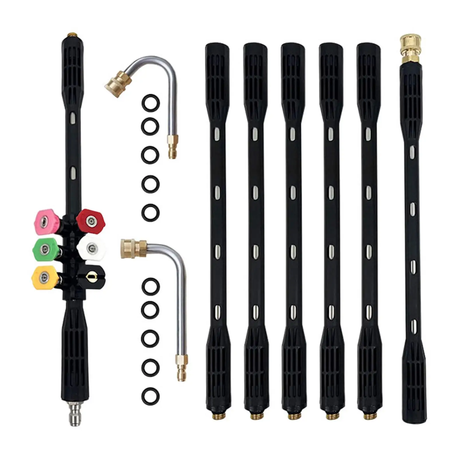 9 Pieces Power Washer Gutter Cleaning Tools Replacement Lance Pressure Washer Extension Rod for Water Broom Watering Flowers Car
