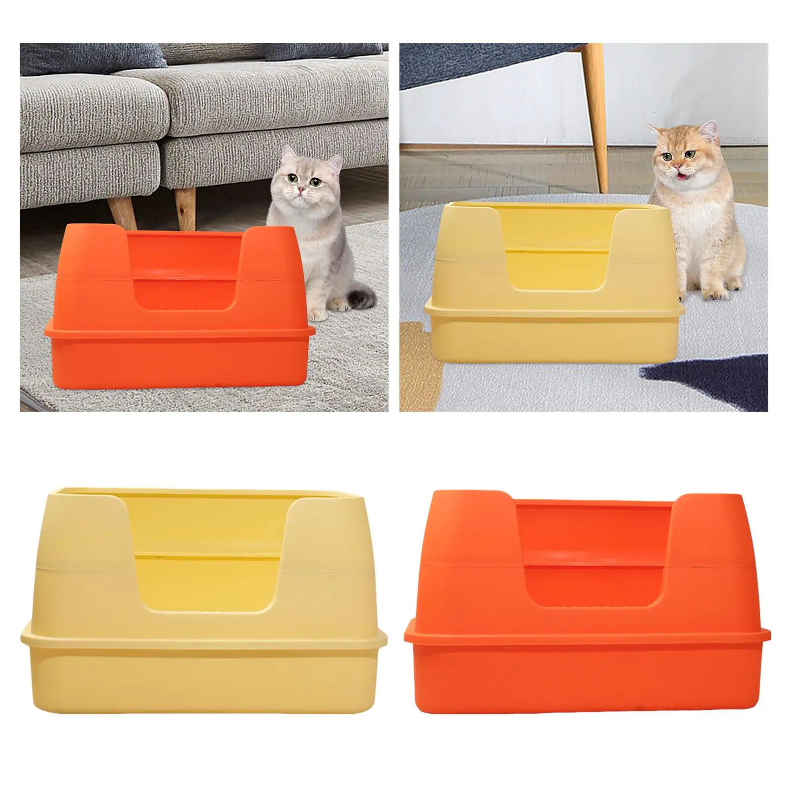 Open Top Cat Toilet High Sided Semi Enclosed Large Foldable Cat Litter Box