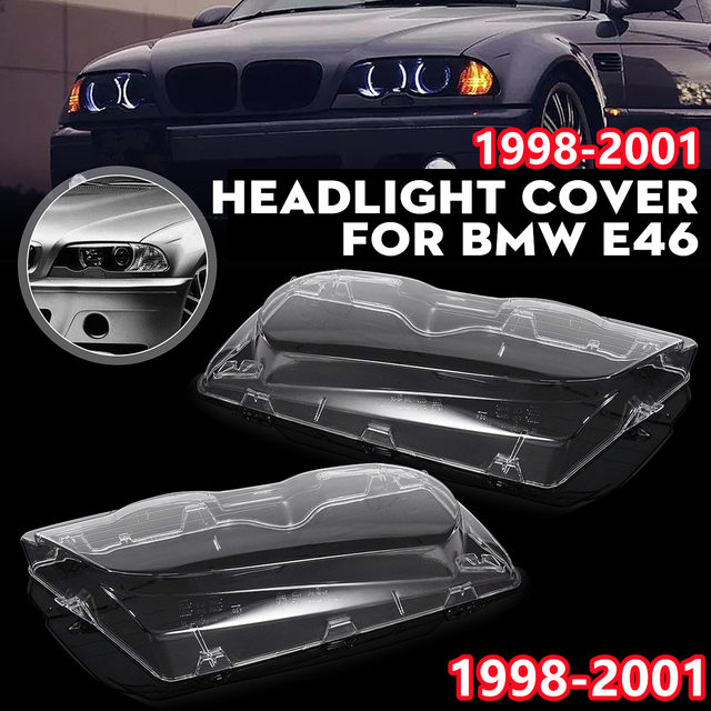 車のヘッドライト用の透明なガラスカバー,ペア,BMW E46 3 車のヘッドライト用の透明なガラスカバー,ペア,BMW E46 3