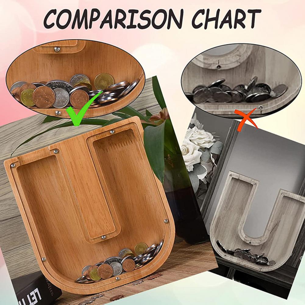 Tirelire En Bois Avec Fenêtre Transparente - Pot à Pourboires Naturel Pour Famille Et Enfants