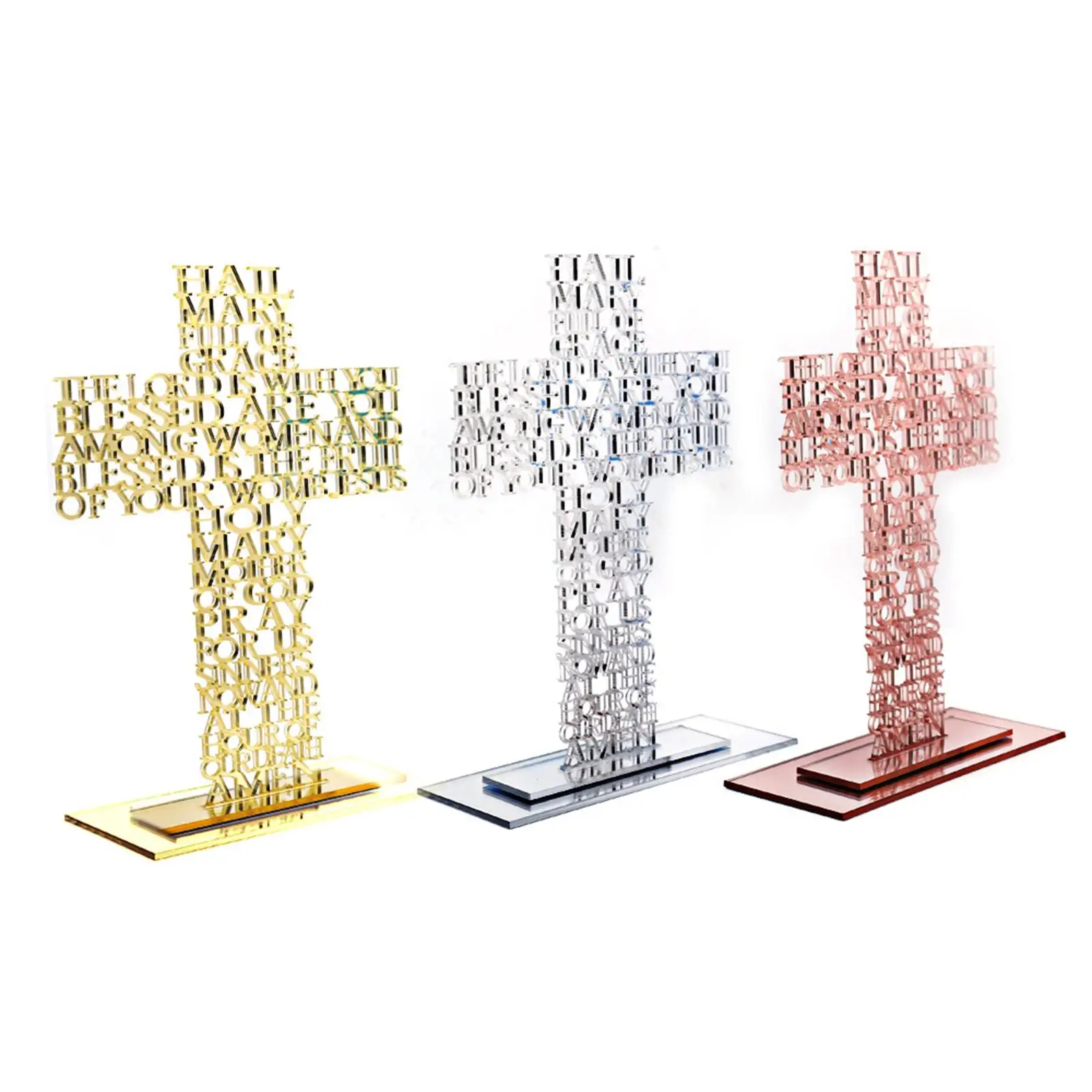 Acrylic Church Standing Crucifix Home Scriptures Chapel Prayer Relics Sculpture Christmas Ornament