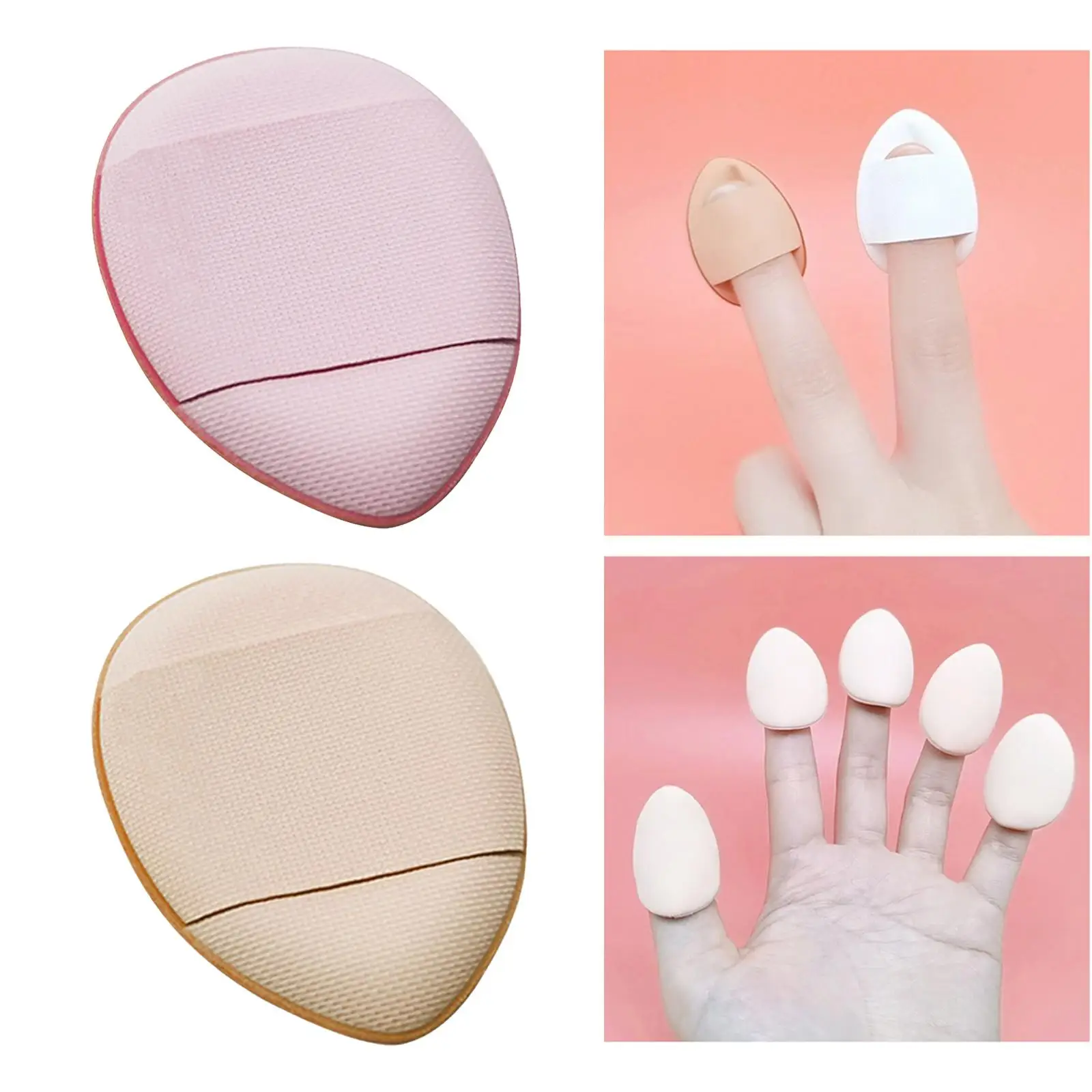 12Pcs Fingertip Water Drop Shape  PUFF Blending Wet Dry Dual Use with Strap Cosmetic Puff for Foundation Loose 