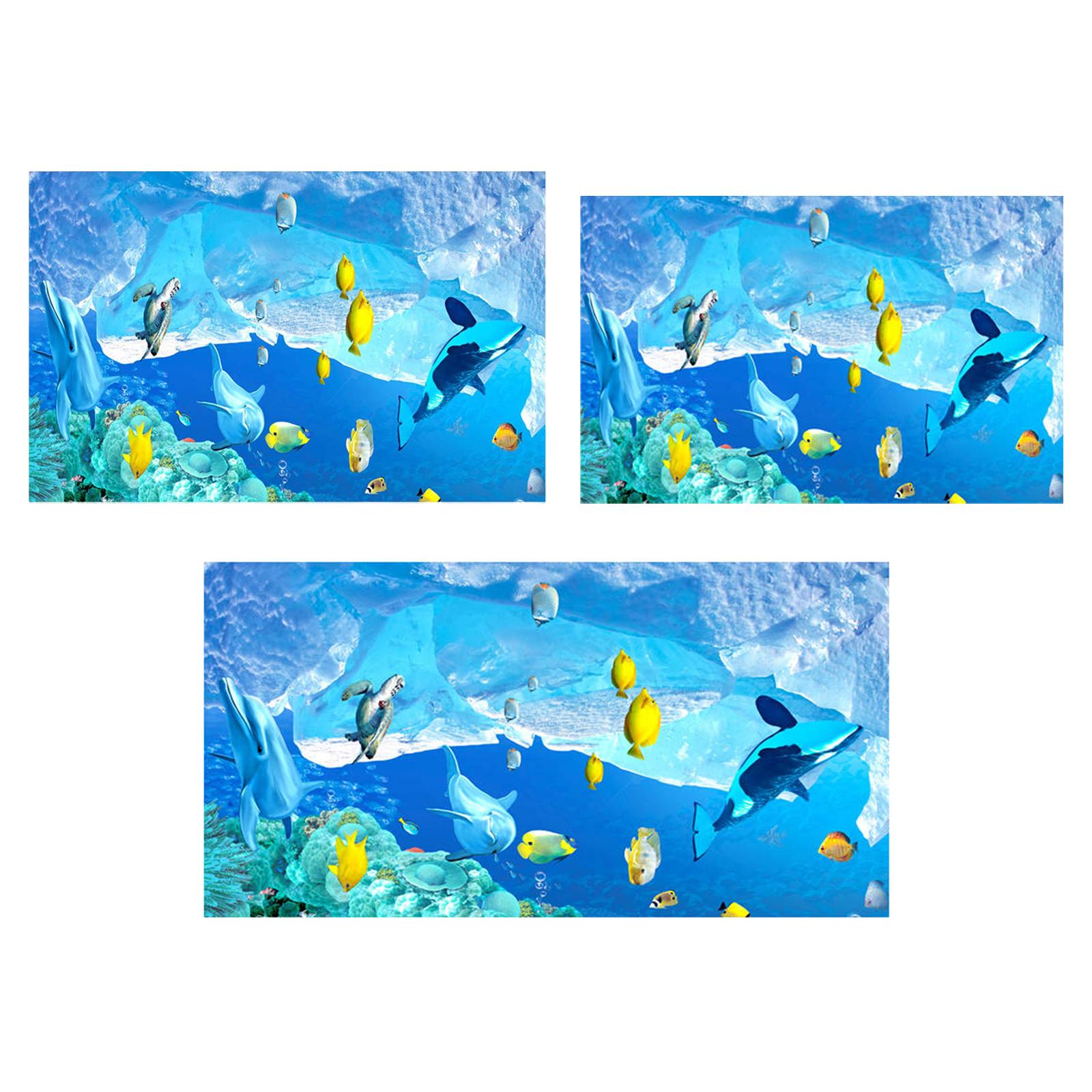 Fish Tank Background Sea Fish & Coral Reef Double Sided Self Adhesive Aquarium Backdrop Landscape Poster Wallpaper Decorations