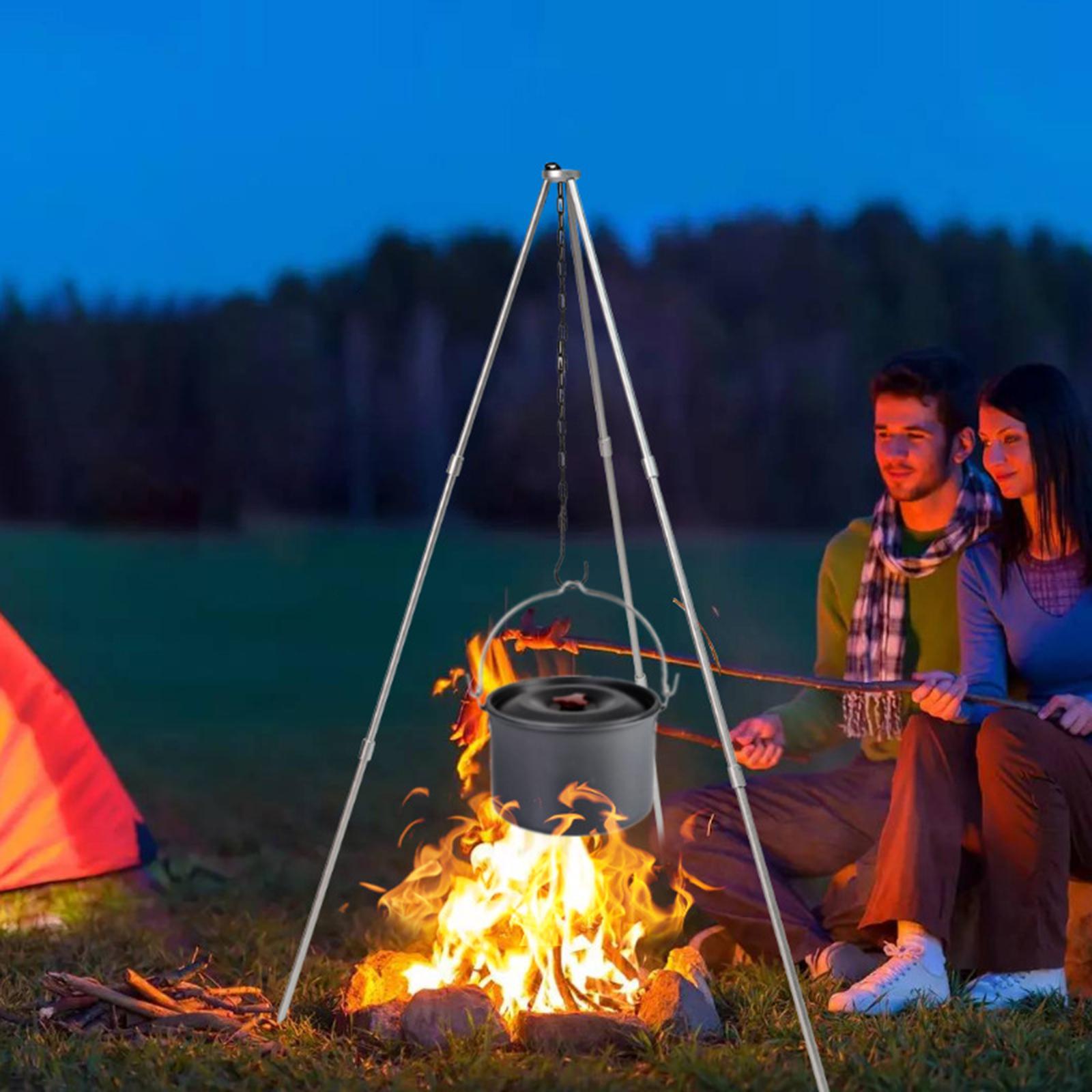 Camping Picnic Cooking Tripod Hanging Pot Outdoor Durable Portable Campfire Pot Fire Grill Hanging Tripod